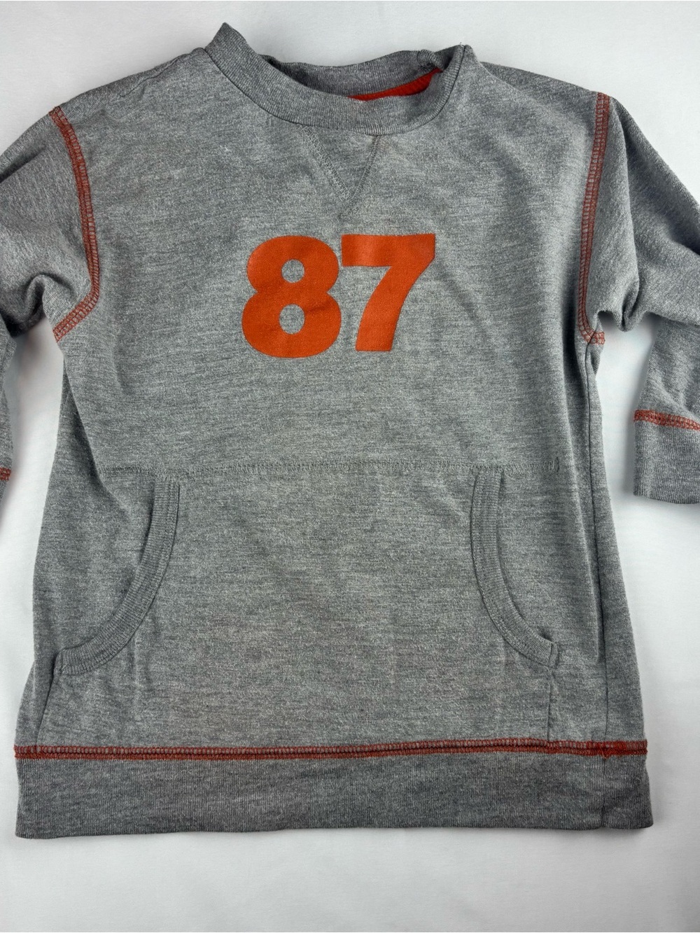 New Legends Boys 3T Gray Pullover Sweatshirt 87 Graphic Cotton Blend Pockets